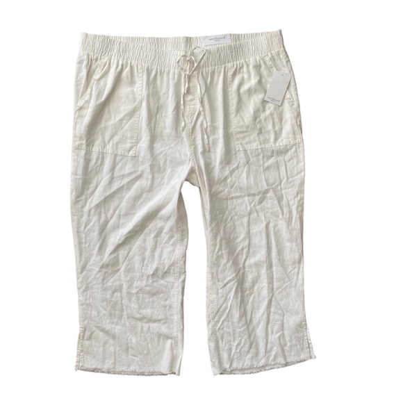 Westbound The Island Crop Mid Rise Wide Leg Frayed Hem Linen Blend Nwt Pants 3X - Picture 1 of 5